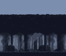 a pixel art of a forest with trees and bushes