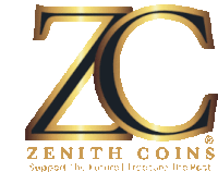 the logo for zenith coins supports the future and treasure the past