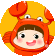 a cartoon girl wearing a crab costume is smiling .