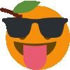 a smiley face wearing sunglasses and sticking out its tongue .