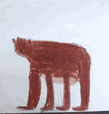 a child 's drawing of a brown bear on a piece of white paper