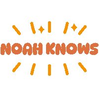 a logo that says noah knows with a sun behind it