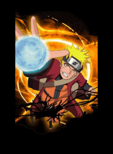 a cartoon of naruto holding a blue ball