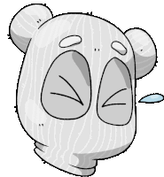 a cartoon drawing of a teddy bear with a sad look on its face