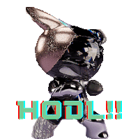 a bunny figurine with the word hodl written on it