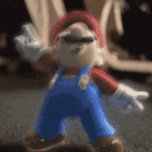 a blurred image of a mario figure wearing sunglasses