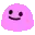 a pixel art drawing of a pink blob with a smiling face .