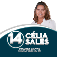 a poster for celia sales with a woman smiling