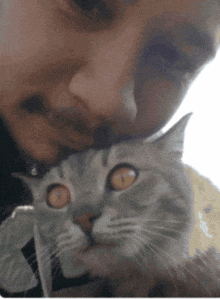 a man with a beard is holding a cat