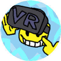 a yellow smiley face is wearing a virtual reality headset