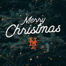 a merry christmas sign with a new york mets logo on it