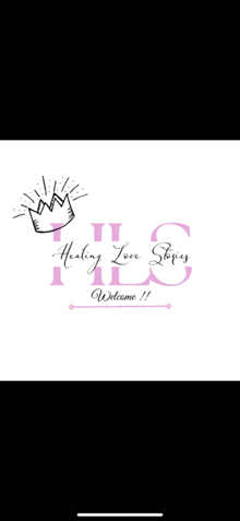 a logo for a company called healing love stories with a crown on it .