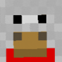 a close up of a minecraft character 's face with a red shirt on