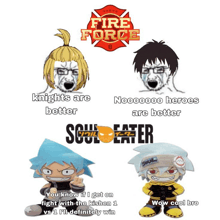 a meme about fire force and soul eater shows cartoon characters