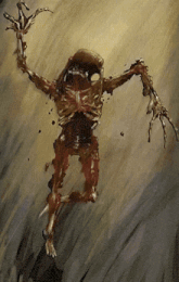 a painting of a monster with a hat on