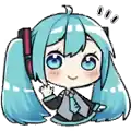 hatsune miku is wearing headphones and giving a peace sign .