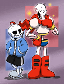 a cartoon of sans and papyrus from undertale standing next to each other