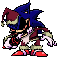 a cartoon drawing of a sonic the hedgehog wearing a santa hat and holding a microphone