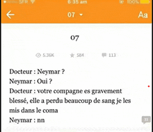 a screenshot of a text message between neymar and nn