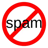 a red circle with the word spam in black