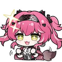 a cartoon of a girl with pink hair and a star in her head .