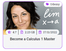 a picture of a woman with the words " become a calculus 1 master "