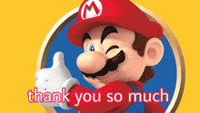 a picture of mario giving a thumbs up with the words thank you so much written below him