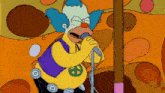 a cartoon of a clown singing into a microphone