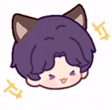 a cartoon drawing of a boy with cat ears and a smile on his face .