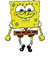 a cartoon of spongebob wearing a tie and a number 6