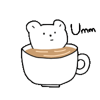 a drawing of a bear in a cup of coffee .