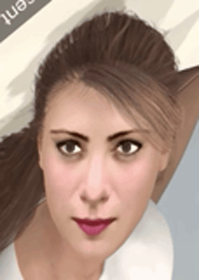 a close up of a woman 's face with the word cent on the bottom right