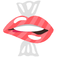 an illustration of a woman 's lips with a candy wrapper behind it