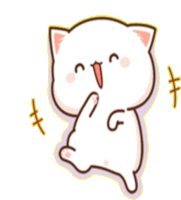 a cartoon drawing of a white cat giving a thumbs up sign