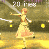 a girl in a white dress is dancing with the words 20 lines above her
