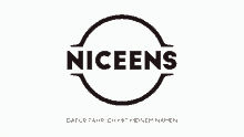 a black and white logo that says niceens in a circle