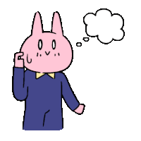 a cartoon rabbit with a thought bubble above its head