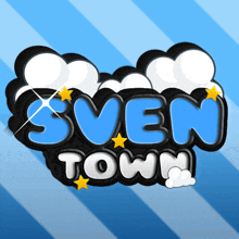 a logo for sven town with a blue background