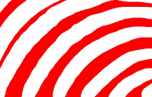 a red and white striped background that looks like a swirl