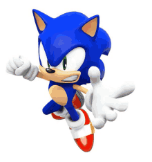 a blue sonic the hedgehog cartoon character with a white background