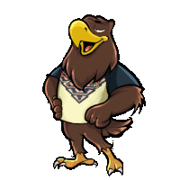 a cartoon of an eagle wearing a shirt with a skull on it