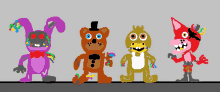 five nights at freddy 's characters are lined up in a cartoon