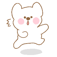 a cartoon drawing of a white teddy bear with pink cheeks and a brown nose