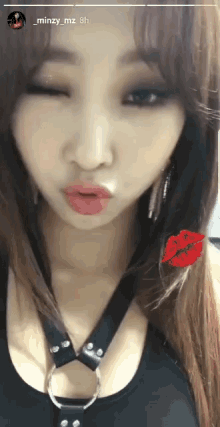 a close up of a woman 's face with a caption that says ' minzy_mz 8h '