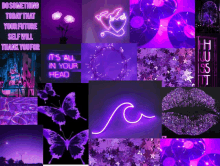 a collage of purple images with the words " do something today that your future self will thank you for " at the top