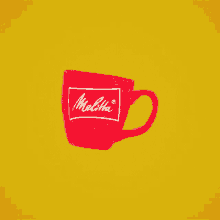 a drawing of a red cup that says melitta