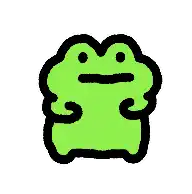 a green frog with a black outline on a white background