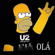 a cartoon of homer simpson with a u2 logo on it