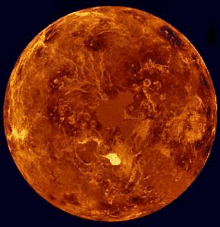 a close up of the planet venus against a dark blue background