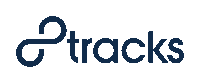 a logo for tracks with a swirl in the middle